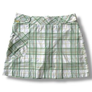 Lole Plaid Green Skort Size 6 Adjustable Waistband